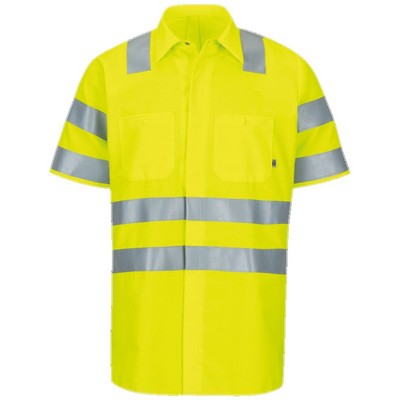 Red Kap Short Sleeve Hi-Visibility Ripstop Work Shirt with MIMIX® + OilBlok, Type R Class 3