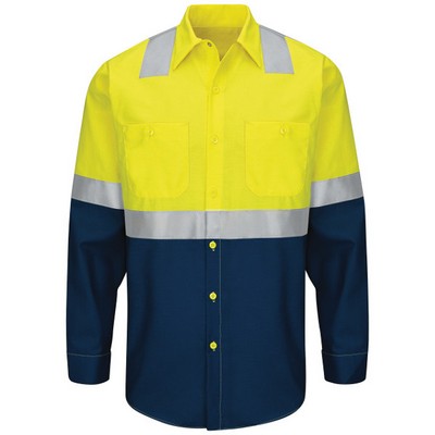 Red Kap Long Sleeve Hi-Visibility Color Block Work Shirt